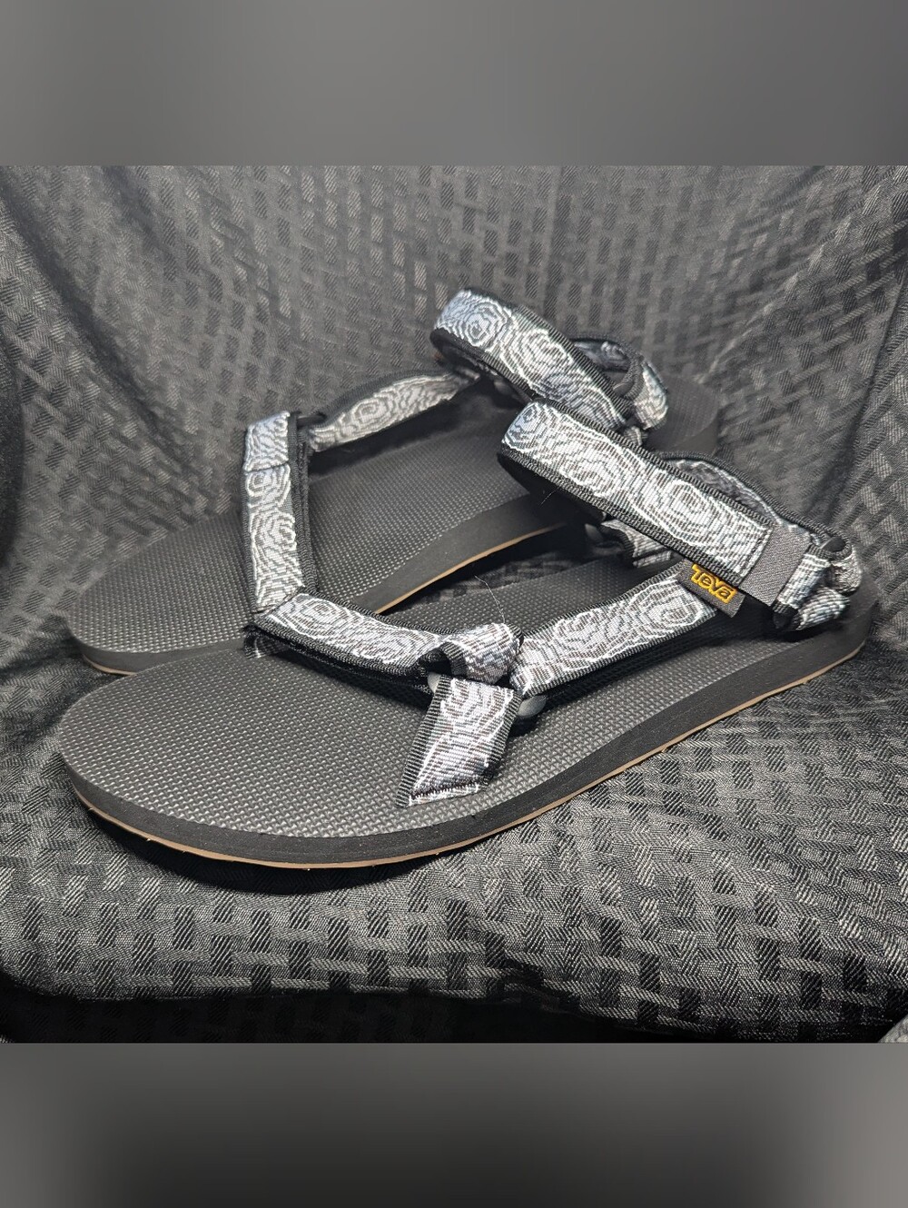 Black & Gray Teva Original Universal Sandals.